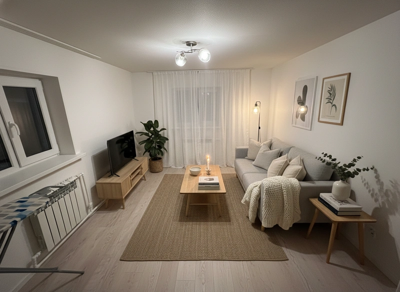 Дизайн интерьера в стиле Хюгге — Гостиная от нейросети RoomGPT