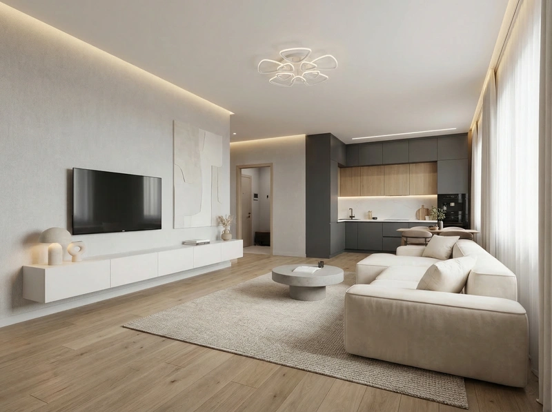 Дизайн интерьера в стиле Минимализм — Гостиная от нейросети RoomGPT