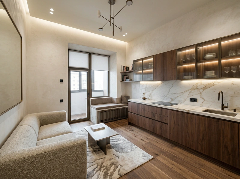 Дизайн гостиной в стиле Контемпорари — фото интерьера от нейросети RoomGPT