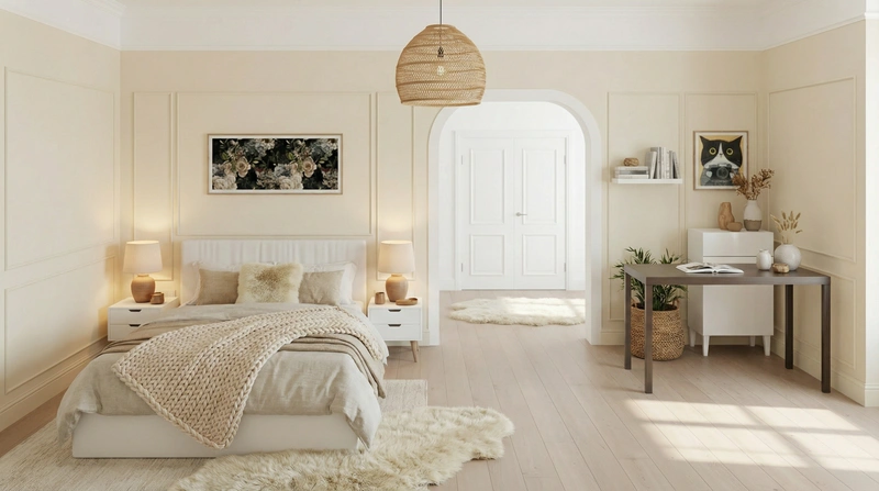 Дизайн интерьера в стиле Хюгге — Спальня от нейросети RoomGPT