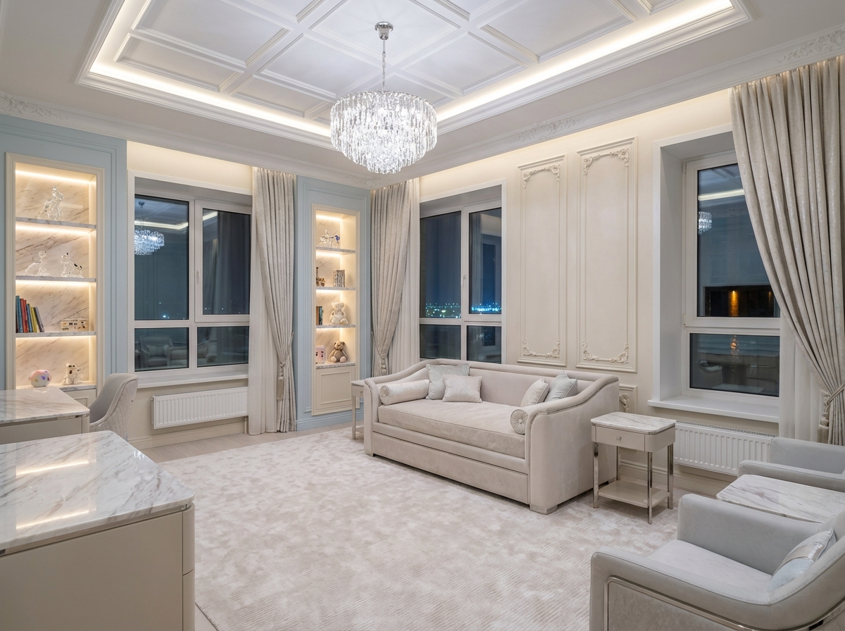 Дизайн детской в стиле Классика — фото интерьера от нейросети RoomGPT