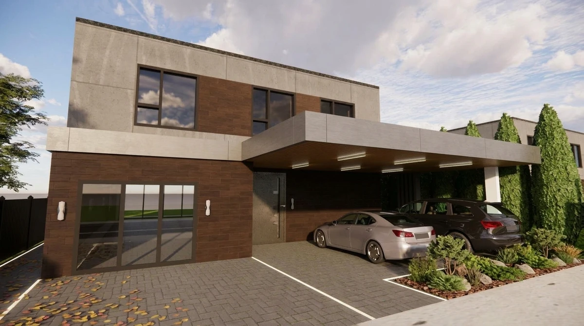 Дизайн фасада в стиле Хай-тек — Фасад от нейросети RoomGPT