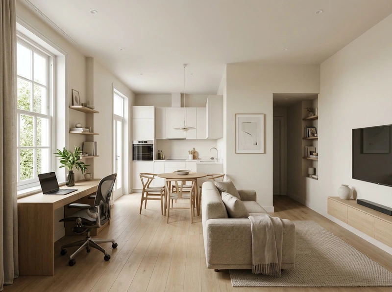 Дизайн интерьера в стиле Минимализм — Гостиная от нейросети RoomGPT