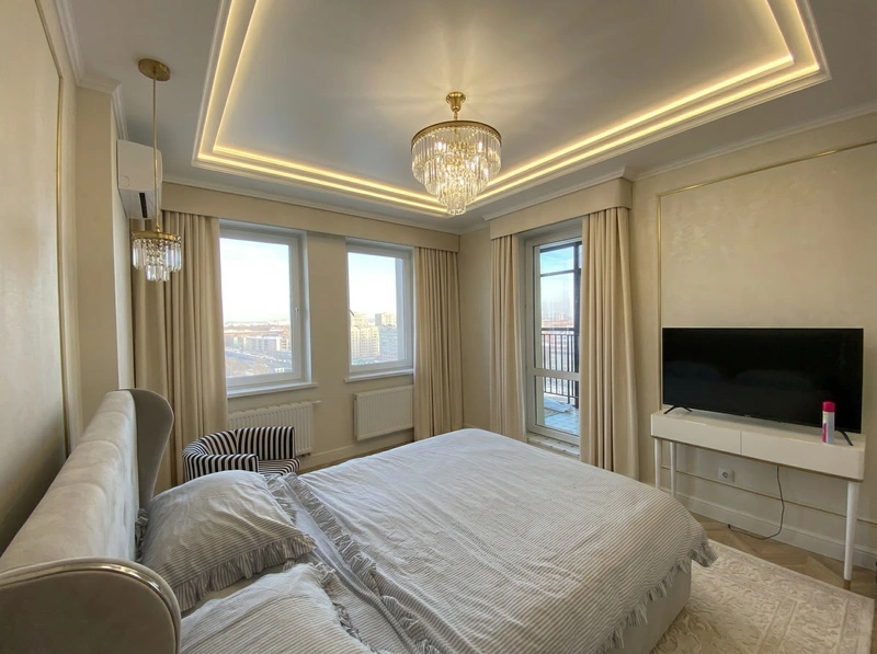 Дизайн спальни в стиле Неоклассика — фото интерьера от нейросети RoomGPT