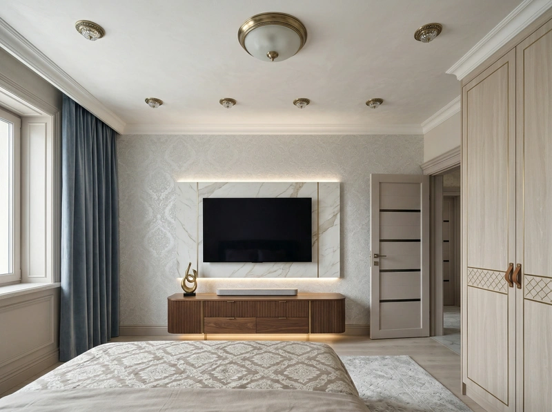 Дизайн спальни в стиле Классика — фото интерьера от нейросети RoomGPT