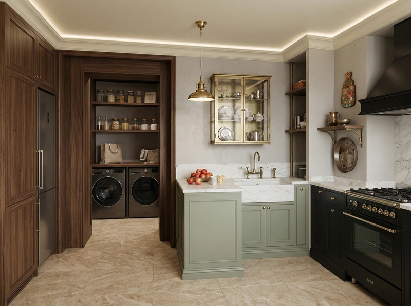 Дизайн кухни в стиле Классика — фото интерьера от нейросети RoomGPT