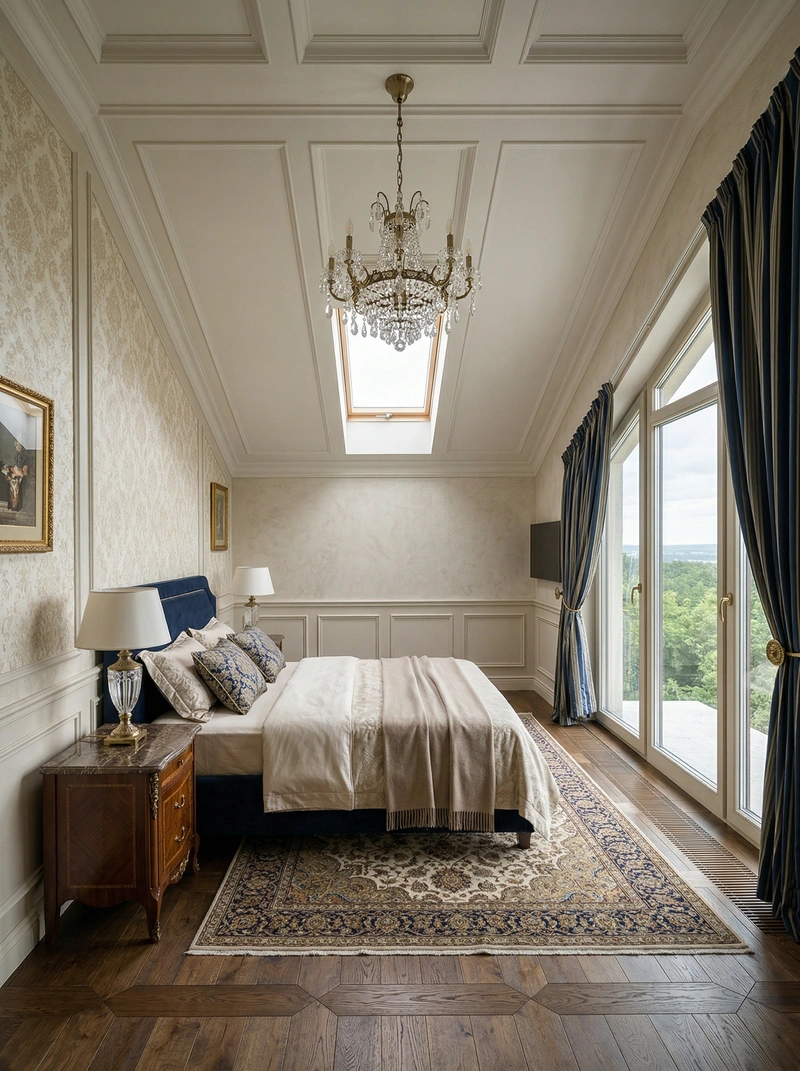 Дизайн спальни в стиле Классика — фото интерьера от нейросети RoomGPT