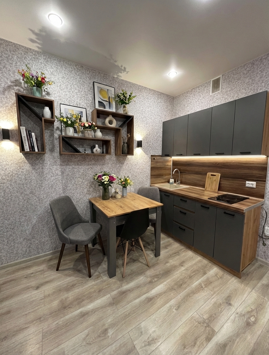 Дизайн кухни в стиле Контемпорари — фото интерьера от нейросети RoomGPT