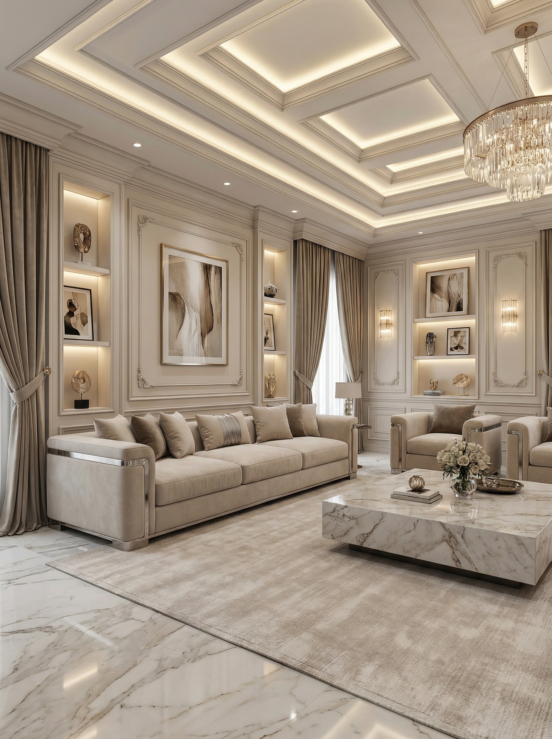 Дизайн гостиной в стиле Классика — фото интерьера от нейросети RoomGPT