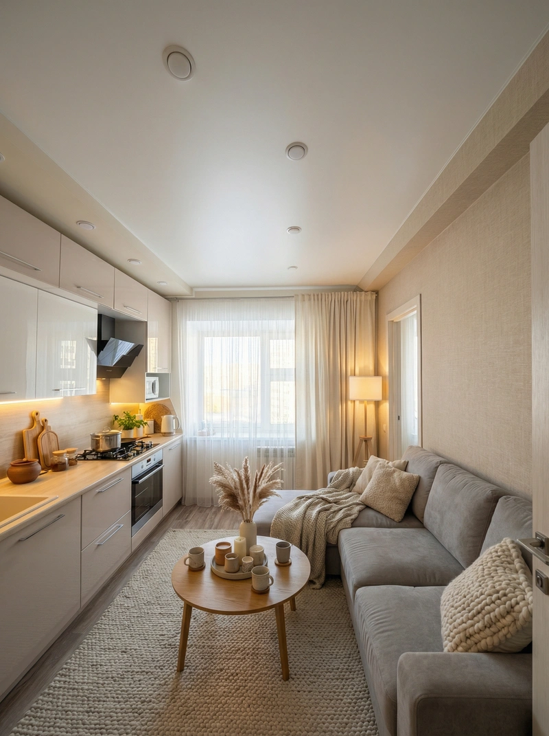 Дизайн интерьера в стиле Хюгге — Гостиная от нейросети RoomGPT