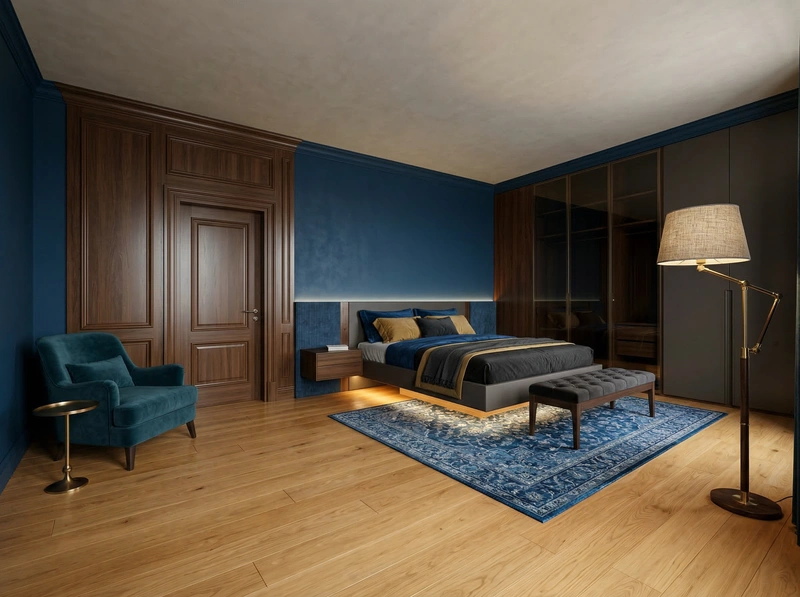 Дизайн спальни в стиле Британский — фото интерьера от нейросети RoomGPT