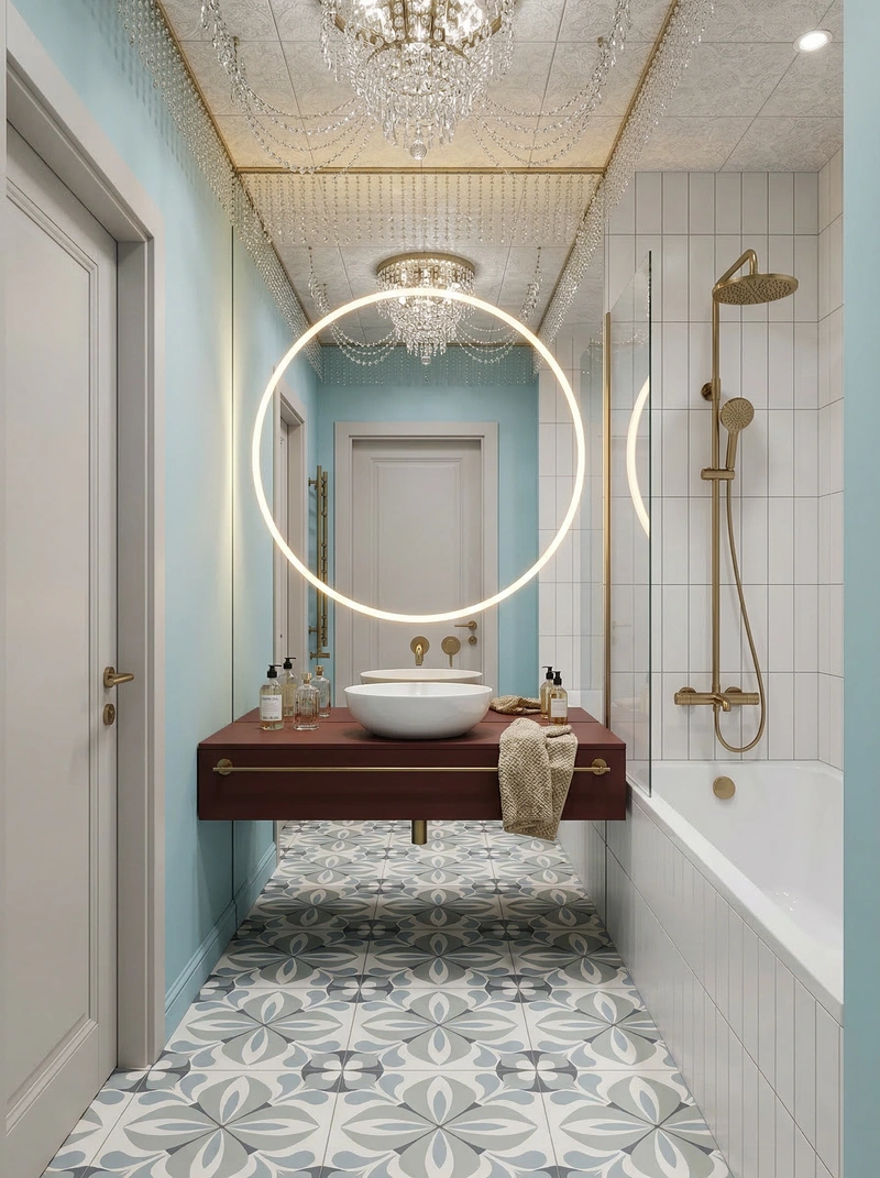 Дизайн ванной в стиле Эклектика — фото интерьера от нейросети RoomGPT