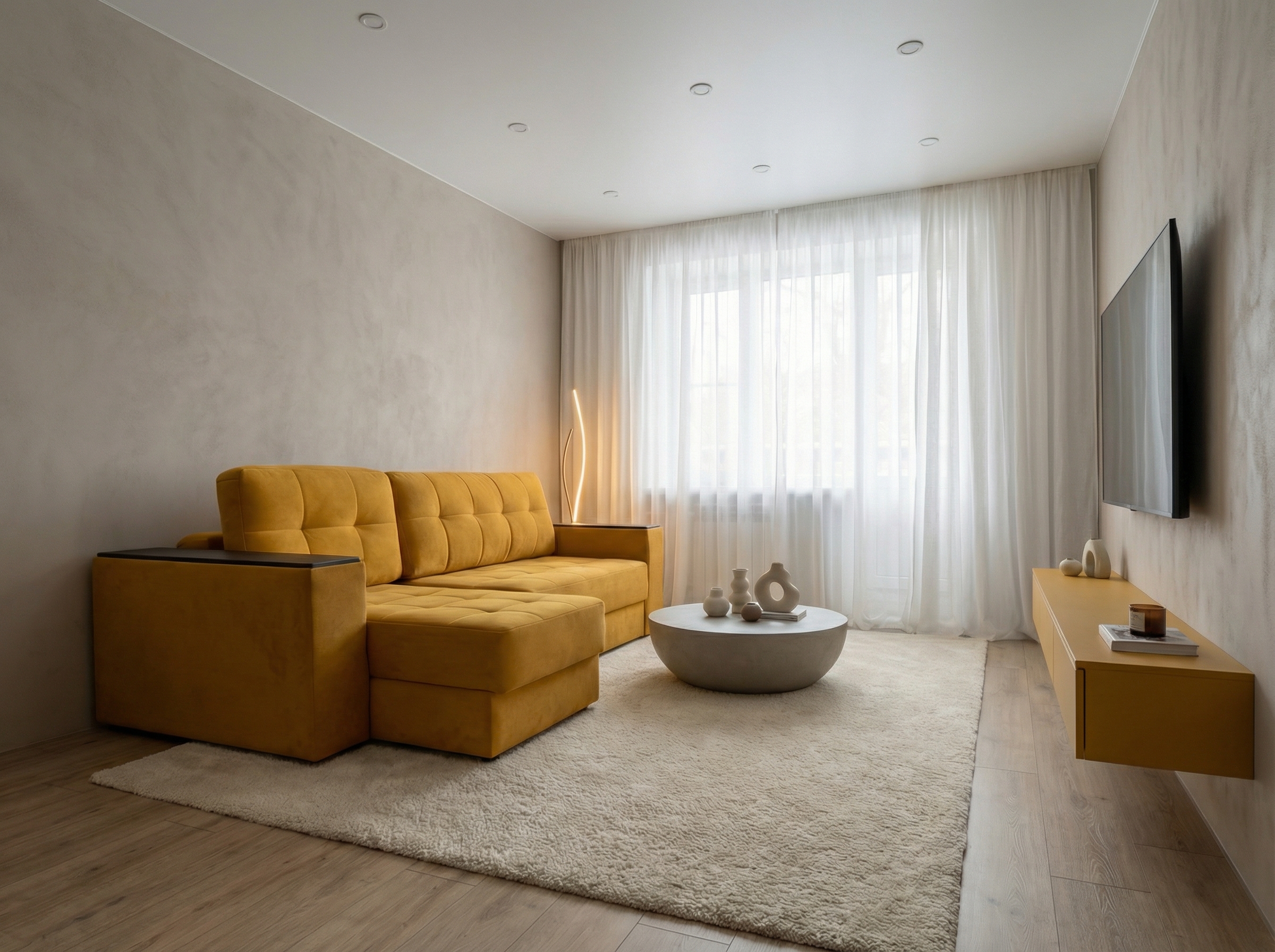 Дизайн гостиной в стиле Минимализм — фото интерьера от нейросети RoomGPT