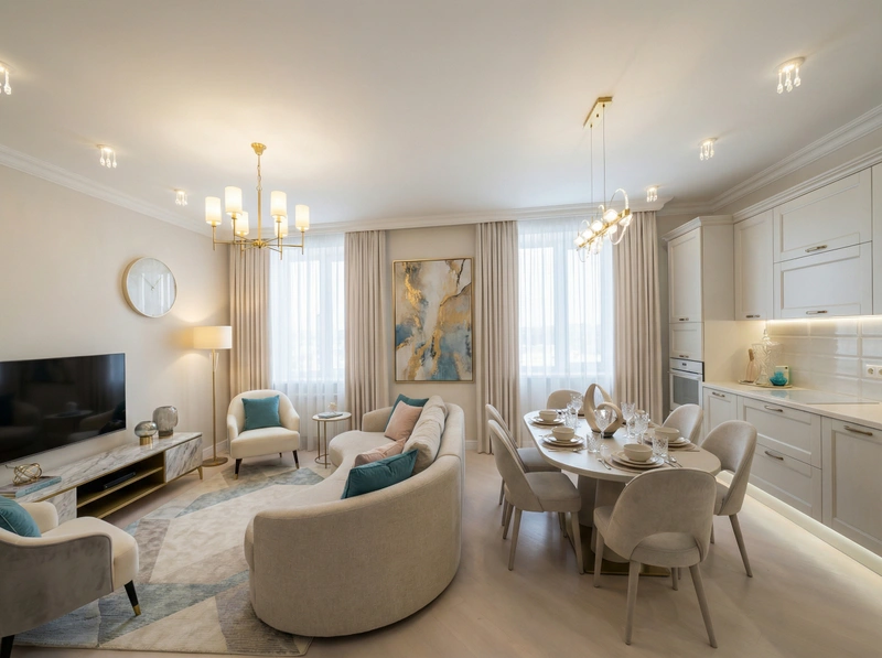 Дизайн интерьера в стиле Классика — Гостиная от нейросети RoomGPT