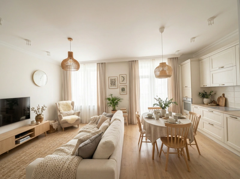 Дизайн интерьера в стиле Хюгге — Гостиная от нейросети RoomGPT