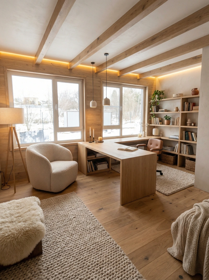 Дизайн интерьера в стиле Хюгге — Кабинет от нейросети RoomGPT
