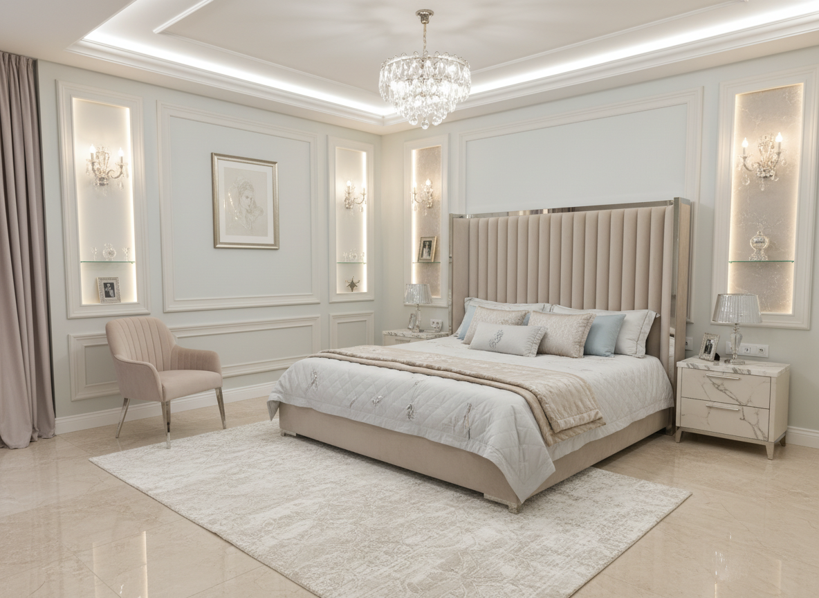 Дизайн спальни в стиле Классика — фото интерьера от нейросети RoomGPT