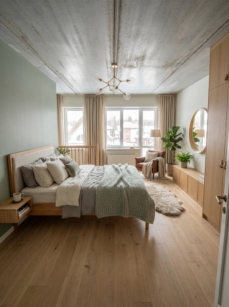 Дизайн интерьера в стиле Хюгге — Спальня от нейросети RoomGPT
