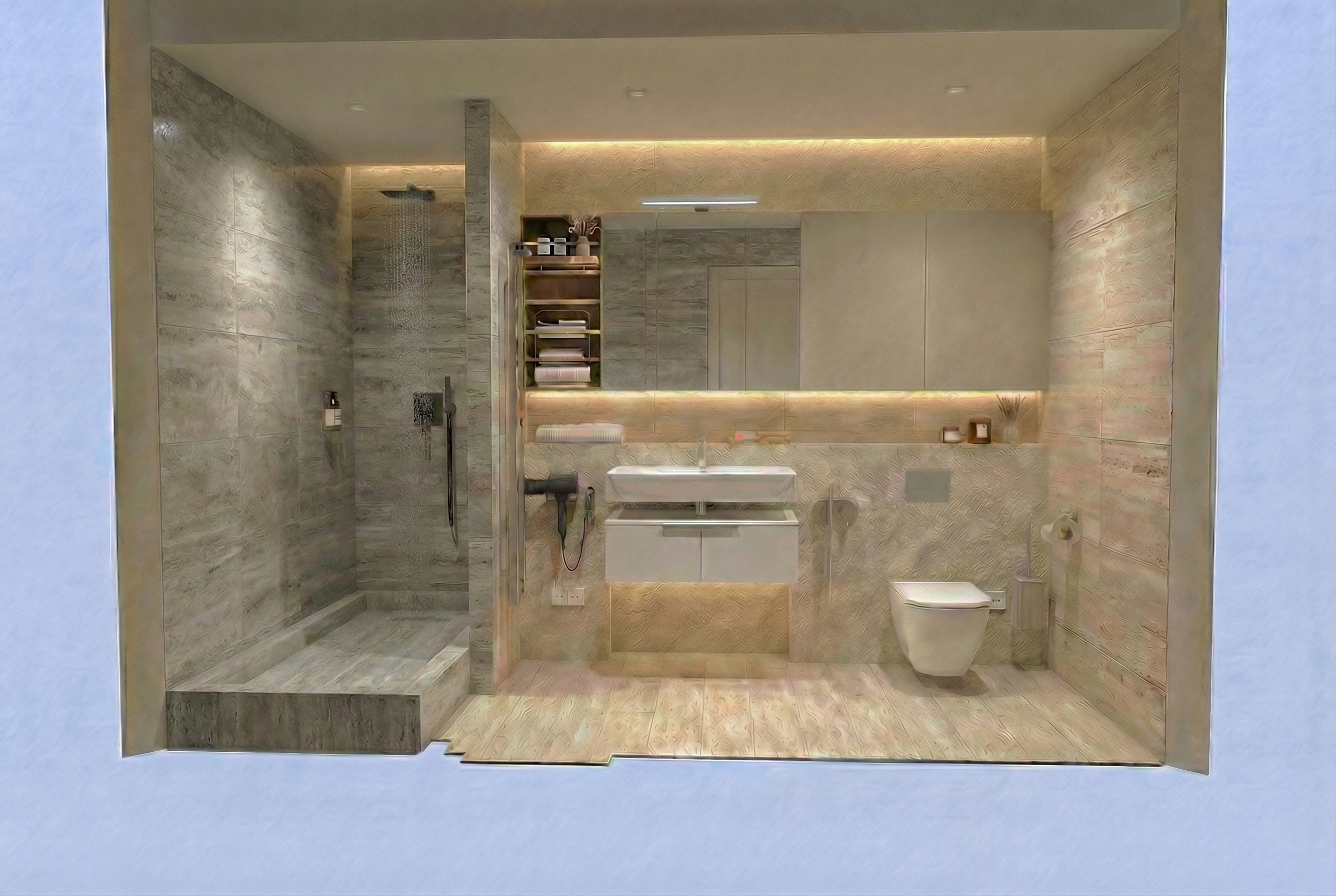 Дизайн ванной в стиле Минимализм — фото интерьера от нейросети RoomGPT