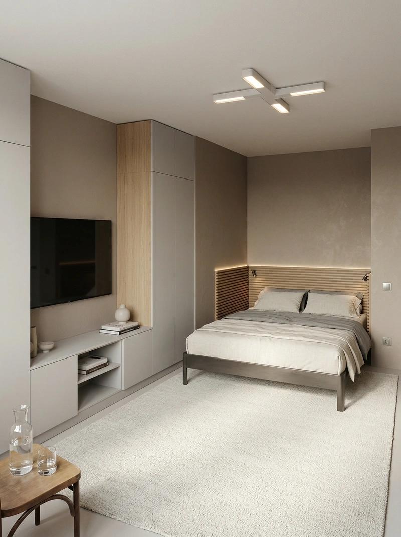 Дизайн спальни в стиле Минимализм — фото интерьера от нейросети RoomGPT