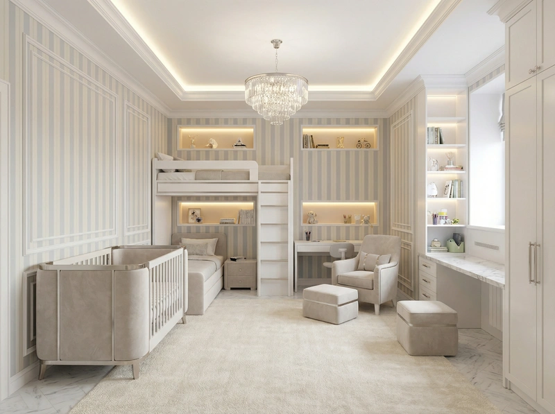 Дизайн интерьера в стиле Классика — Детская от нейросети RoomGPT