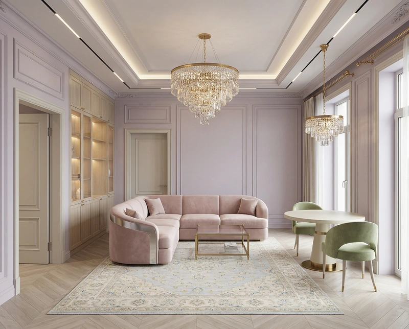 Дизайн гостиной в стиле Неоклассика — фото интерьера от нейросети RoomGPT
