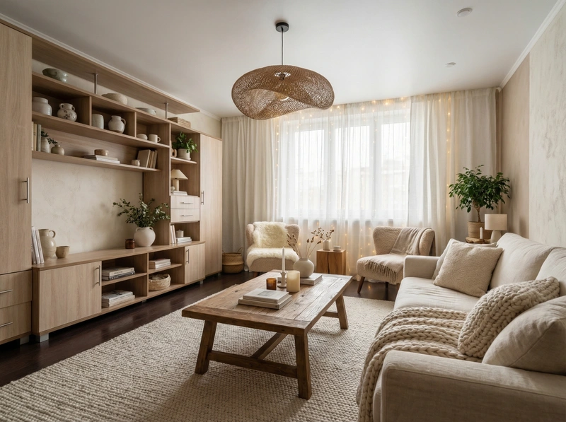 Дизайн интерьера в стиле Хюгге — Гостиная от нейросети RoomGPT