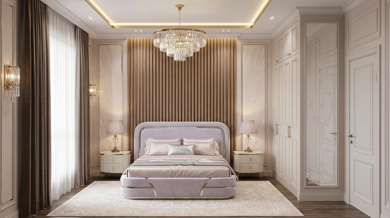 Дизайн интерьера в стиле Неоклассика — Спальня от нейросети RoomGPT