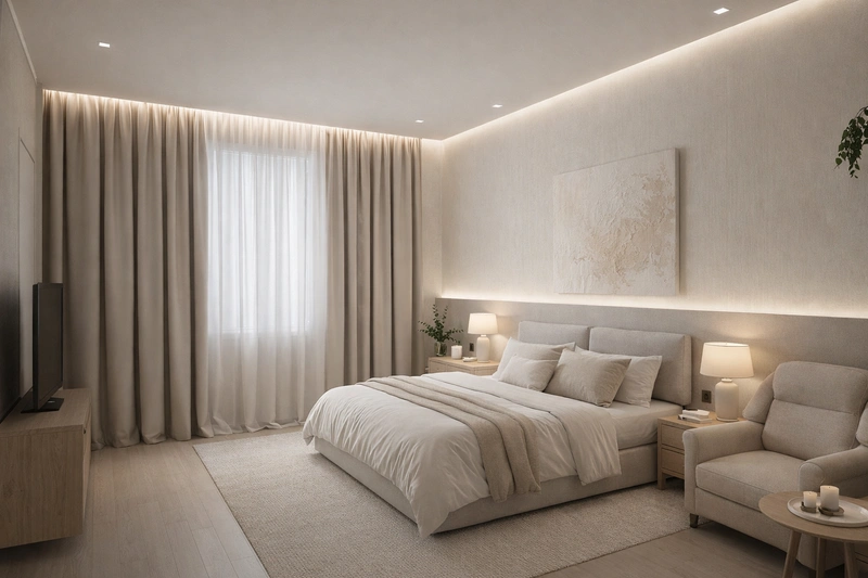 Дизайн спальни в стиле Минимализм — фото интерьера от нейросети RoomGPT