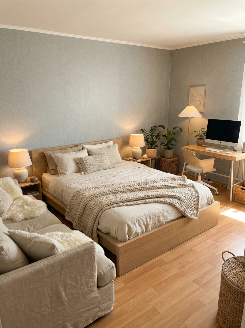 Дизайн интерьера в стиле Хюгге — Спальня от нейросети RoomGPT