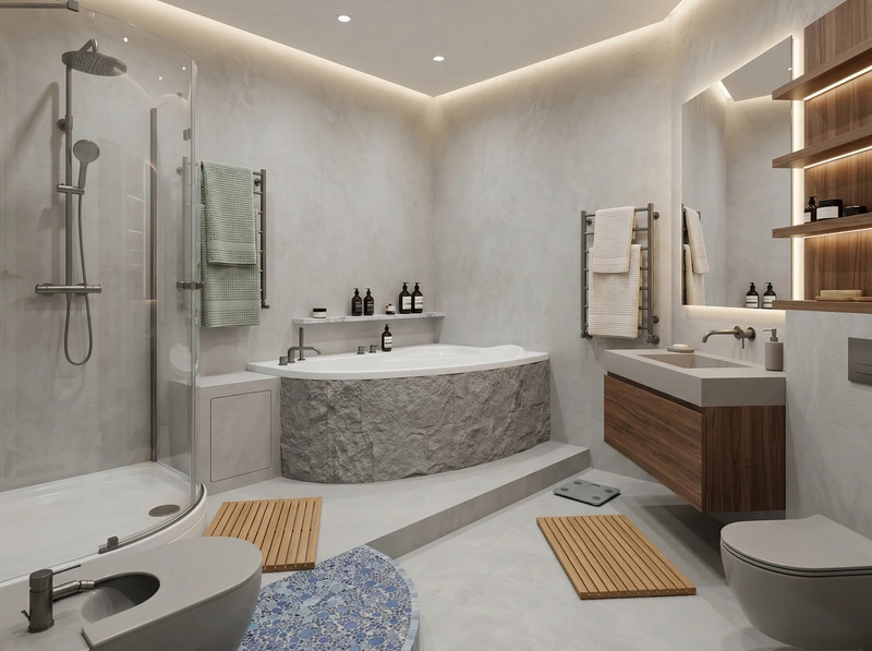 Дизайн ванной в стиле Контемпорари — фото интерьера от нейросети RoomGPT