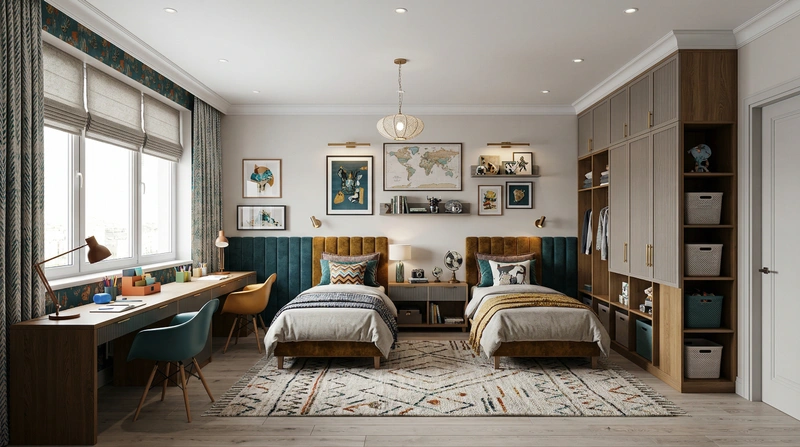 Дизайн детской в стиле Эклектика — фото интерьера от нейросети RoomGPT