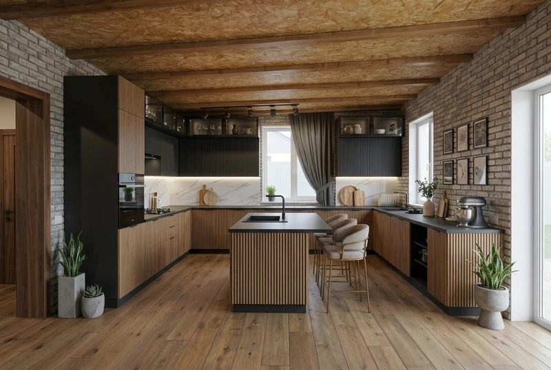 Дизайн кухни в стиле Лофт — фото интерьера от нейросети RoomGPT