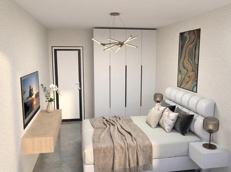 Дизайн спальни в стиле Минимализм — фото интерьера от нейросети RoomGPT