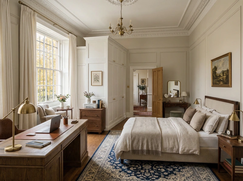 Дизайн спальни в стиле Классика — фото интерьера от нейросети RoomGPT