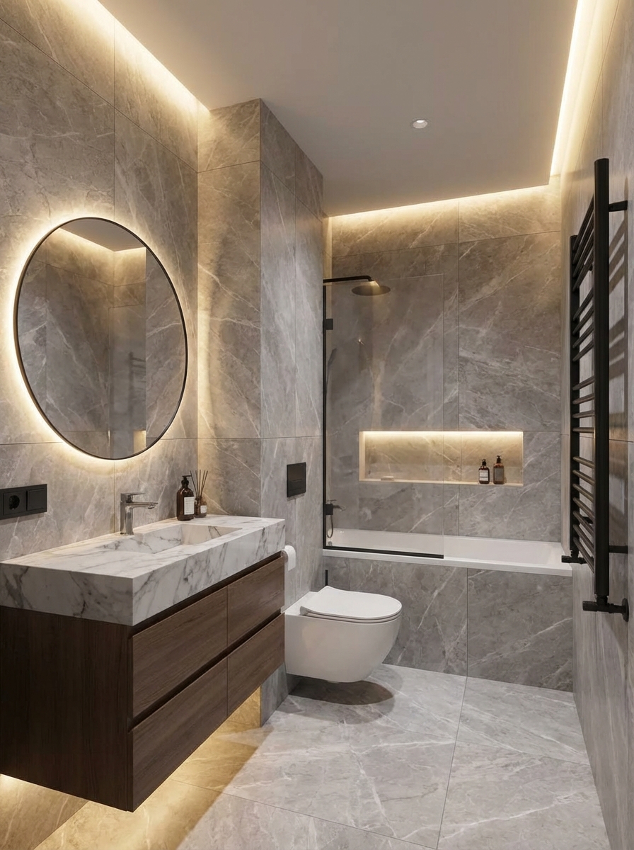 Дизайн ванной в стиле Минимализм — фото интерьера от нейросети RoomGPT