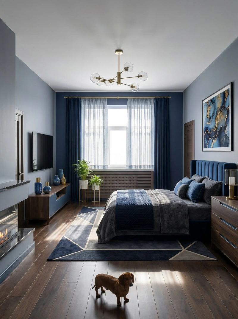 Дизайн спальни в стиле Контемпорари — фото интерьера от нейросети RoomGPT