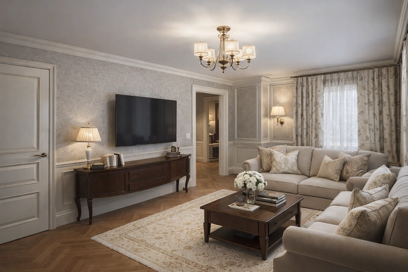 Дизайн интерьера в стиле Классика — Гостиная от нейросети RoomGPT