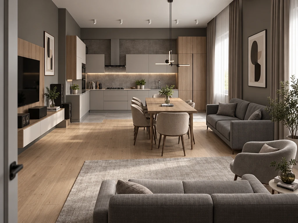 Дизайн гостиной в стиле Контемпорари — фото интерьера от нейросети RoomGPT