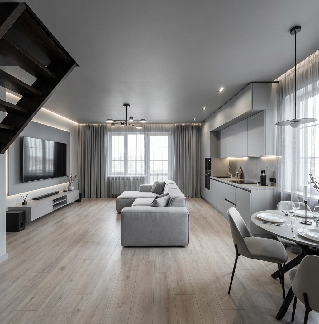 Дизайн гостиной в стиле Минимализм — фото интерьера от нейросети RoomGPT