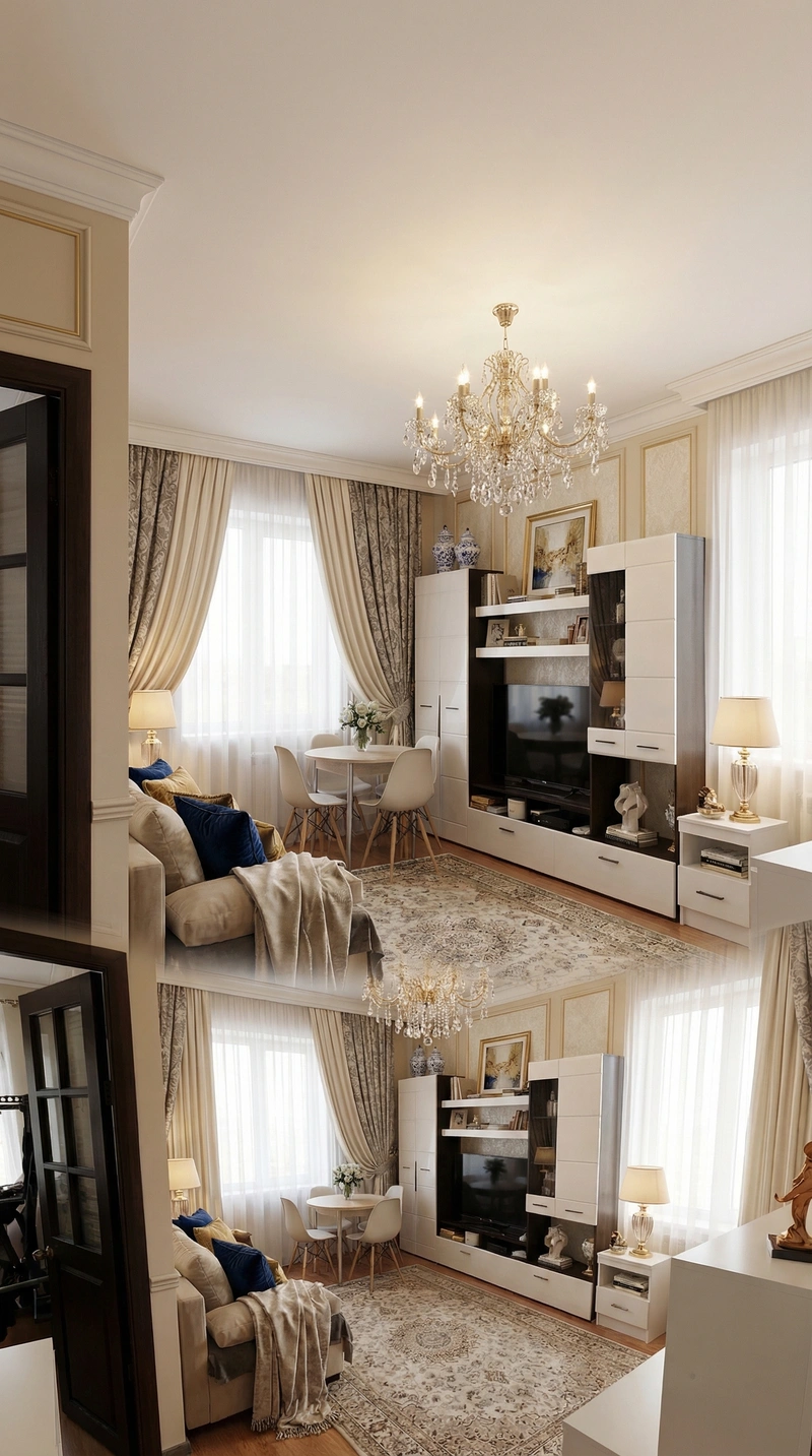 Дизайн интерьера в стиле Классика — Гостиная от нейросети RoomGPT