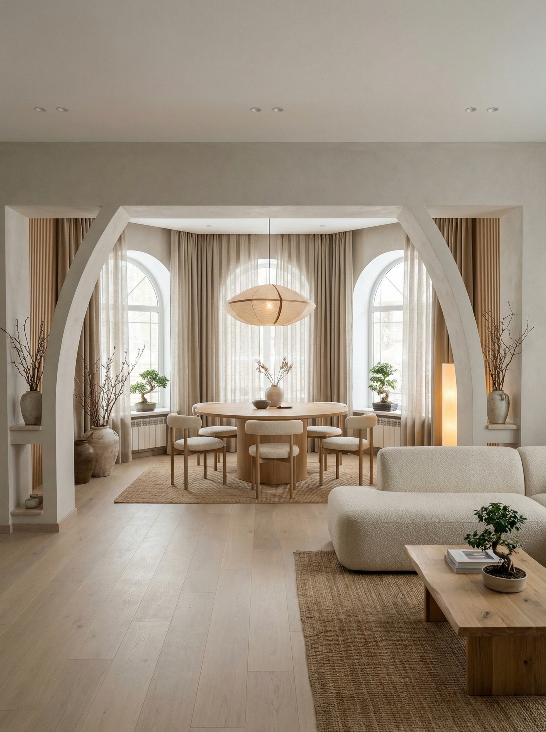 Дизайн гостиной в стиле Japandi — фото интерьера от нейросети RoomGPT