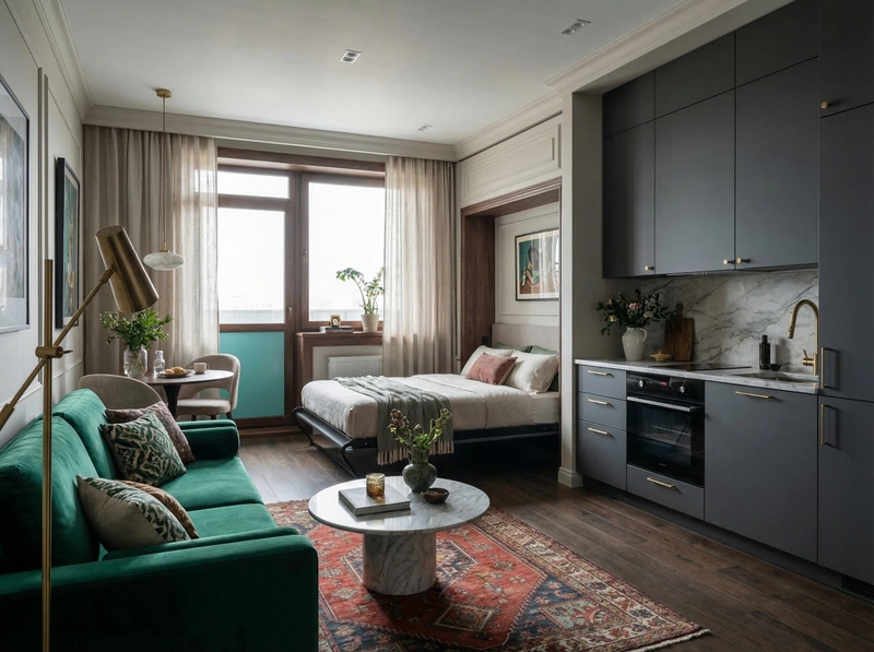 Дизайн гостиной в стиле Эклектика — фото интерьера от нейросети RoomGPT