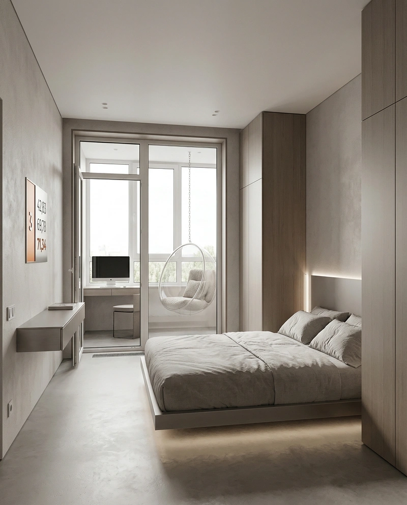 Дизайн спальни в стиле Минимализм — фото интерьера от нейросети RoomGPT
