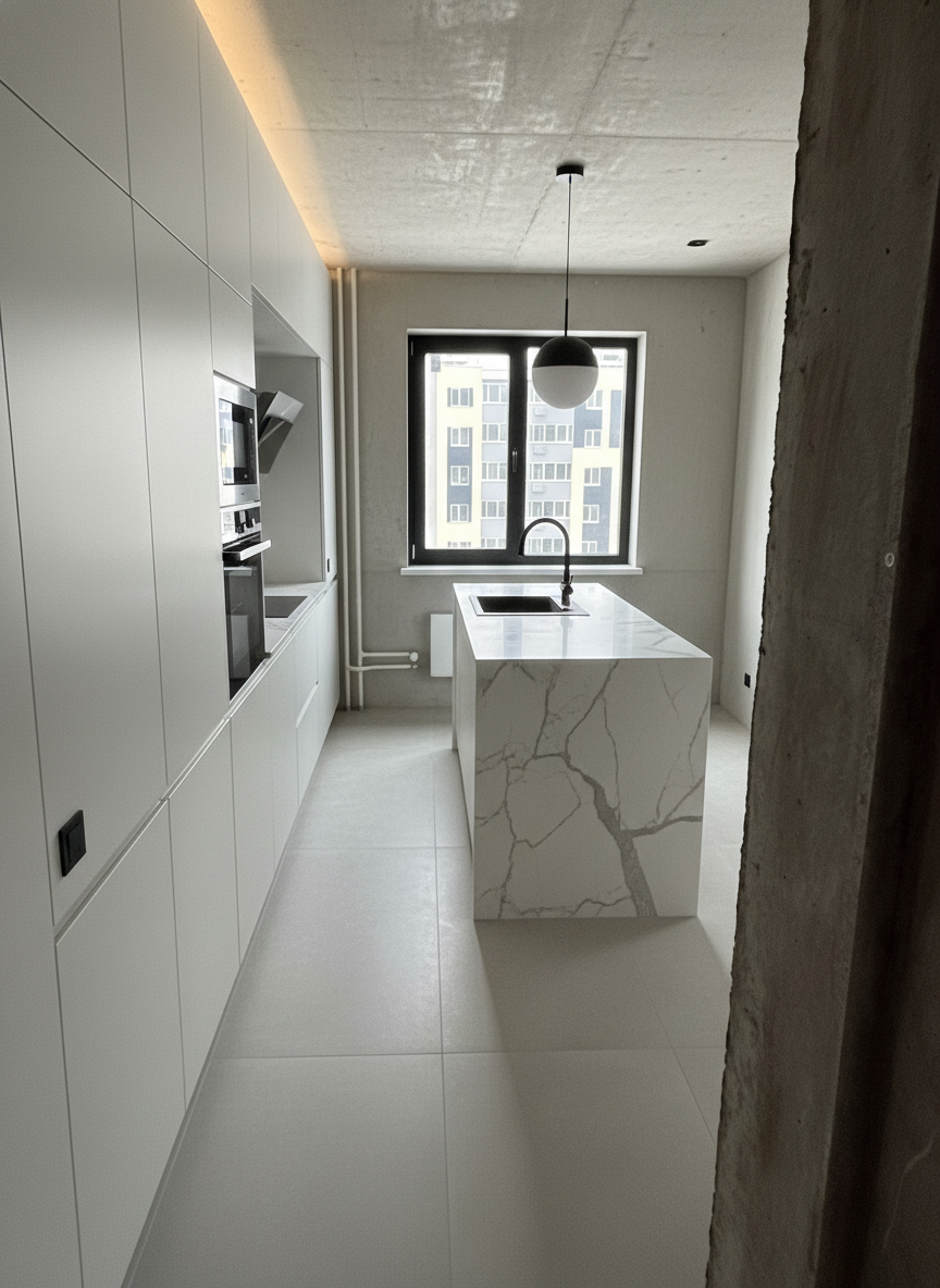 Дизайн кухни в стиле Минимализм — фото интерьера от нейросети RoomGPT