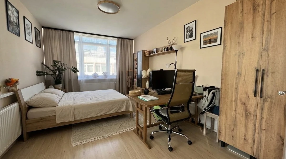 Дизайн спальни в стиле Сканди — фото интерьера от нейросети RoomGPT