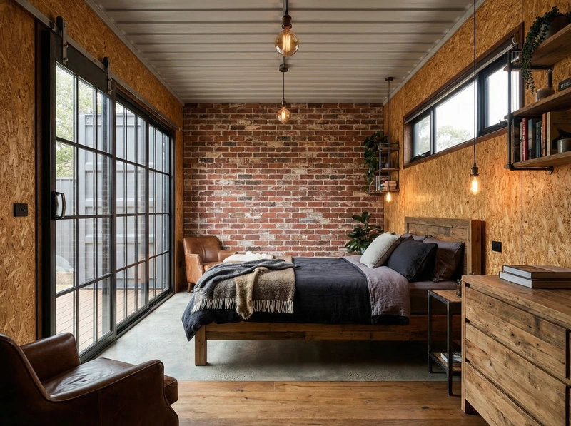 Дизайн спальни в стиле Лофт — фото интерьера от нейросети RoomGPT