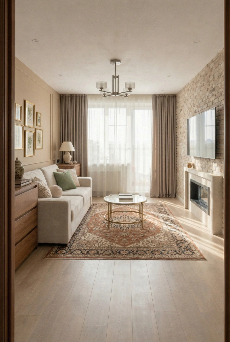 Дизайн гостиной в стиле Классика — фото интерьера от нейросети RoomGPT