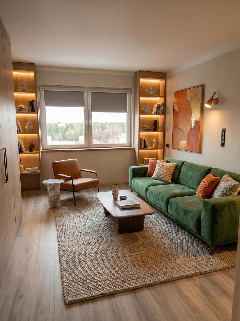 Дизайн гостиной в стиле Контемпорари — фото интерьера от нейросети RoomGPT