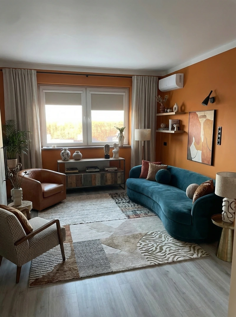 Дизайн гостиной в стиле Эклектика — фото интерьера от нейросети RoomGPT